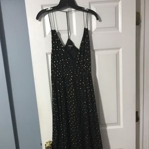 Express High Low gold and black dress